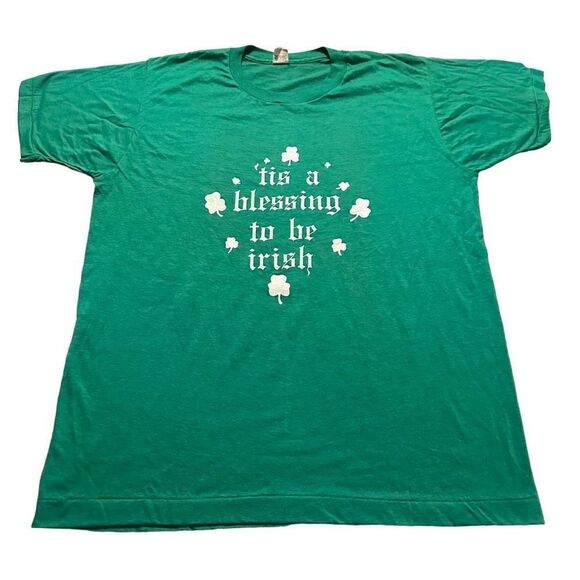 VTG 90s Screen Stars "Its a Blessing to be Irish" Single Stitch Graphic Shirt XL - Picture 1 of 7